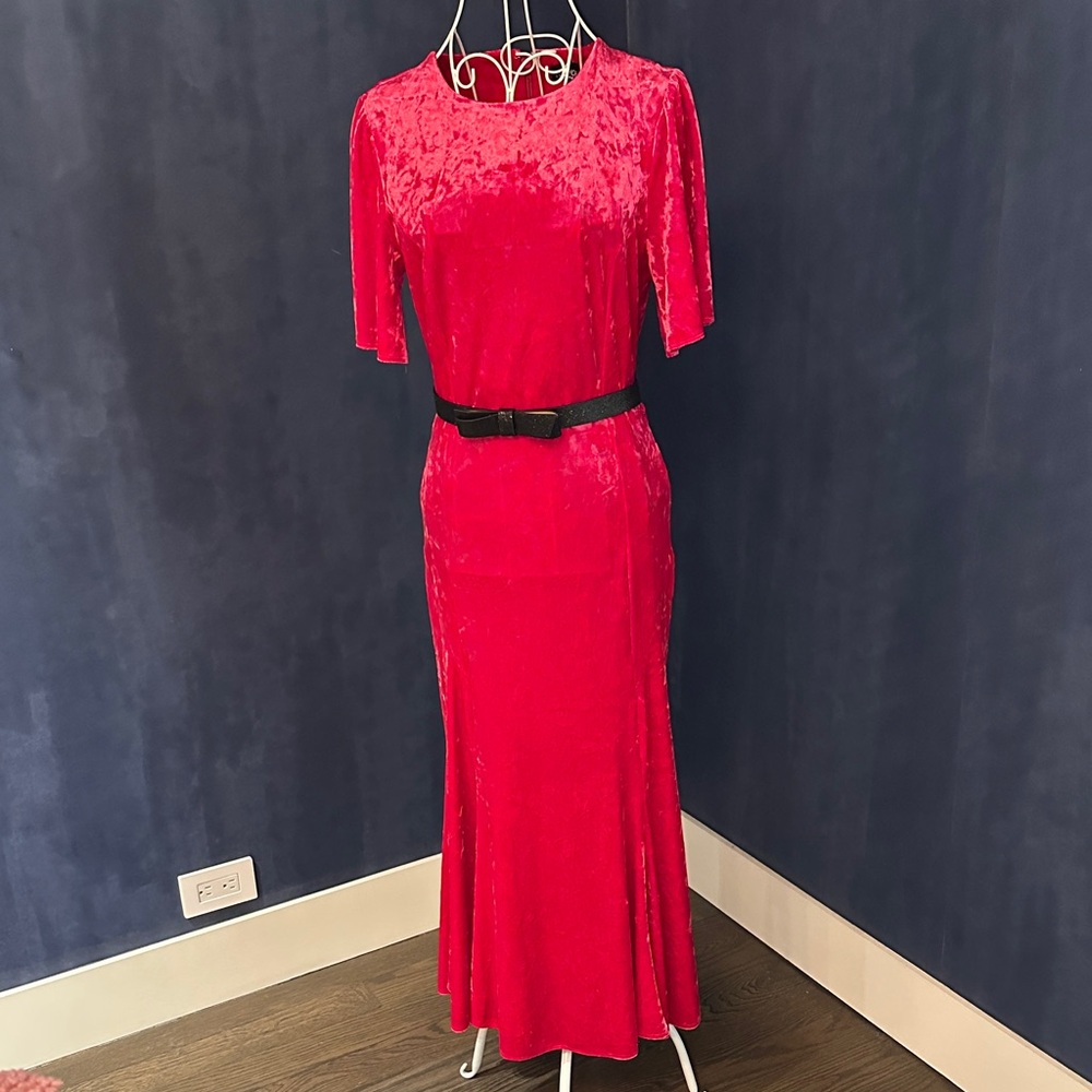 Topshop Vibrant Red velvet Dress